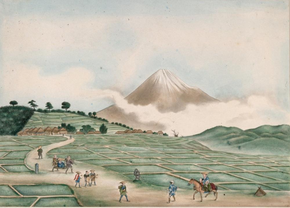 Mount Fuji as seen during the court journey, Kawahara Keiga, c. 1826-1827, inv. no. RV-1-4488-29